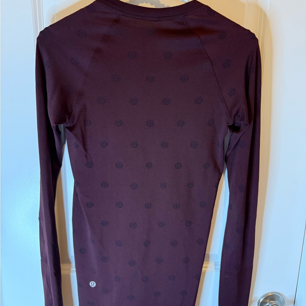 Lululemon Burgundy Logo-Print Long Sleeve Top – Size 6 - Picture 2 of 6